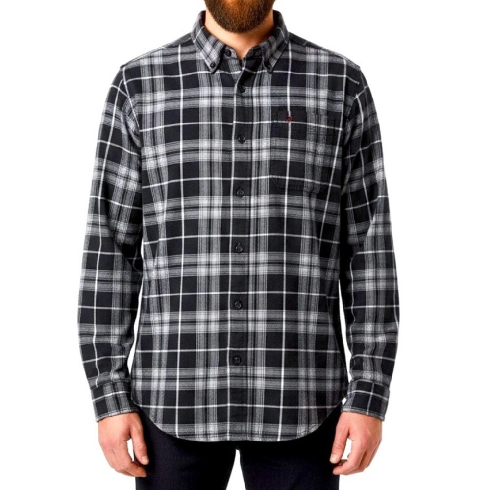 COLUMBIA Rapid River II Black Plaid Cotton Shirt Gorpcore Outdoorsy Button Down